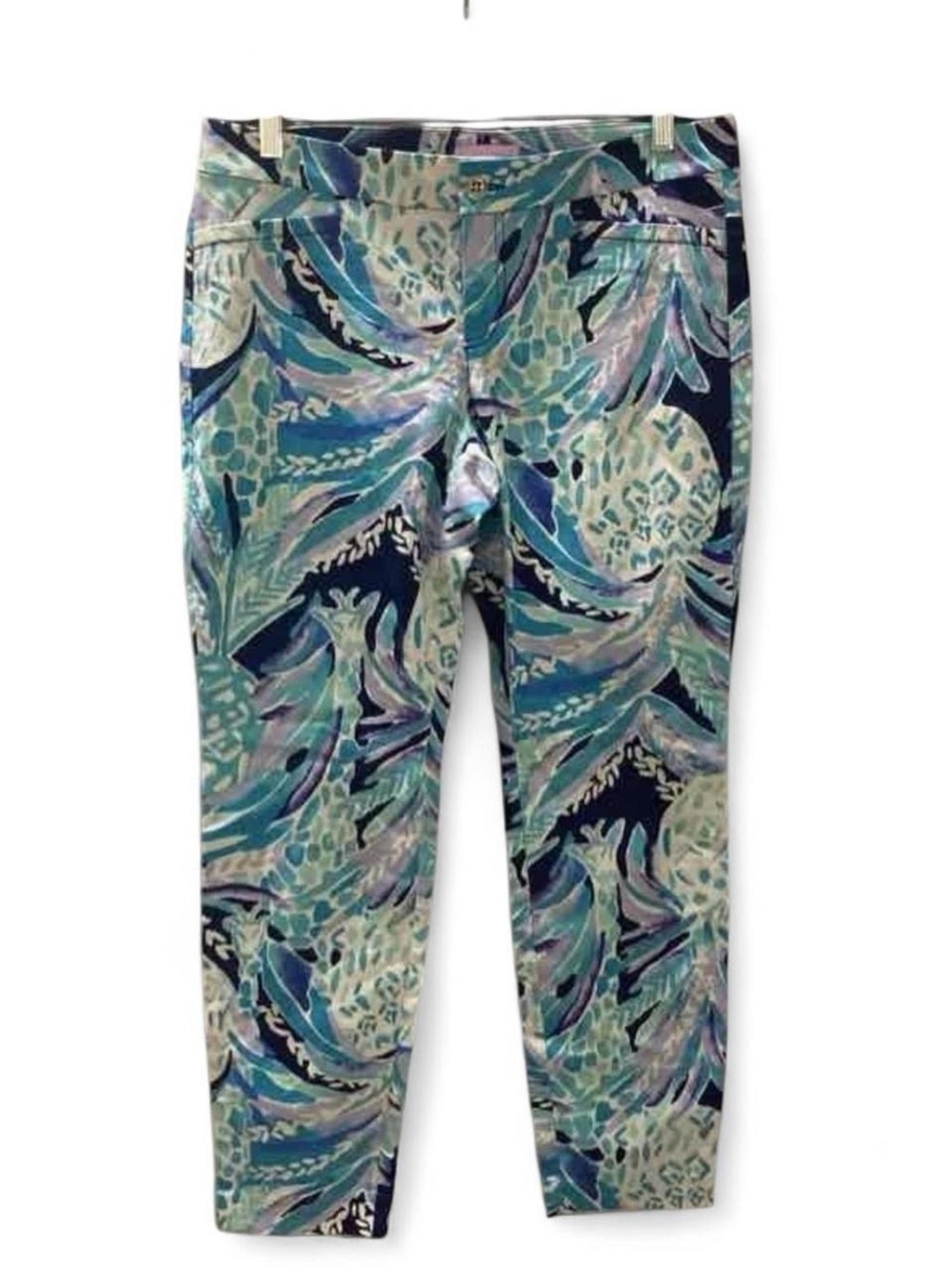 Lily Pulitzer Aqua Blue Swirl Print Pants - Picture 2 of 7